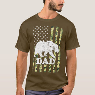 Vater Bear Camping Wandern Camouflage USA Fl T-Shirt