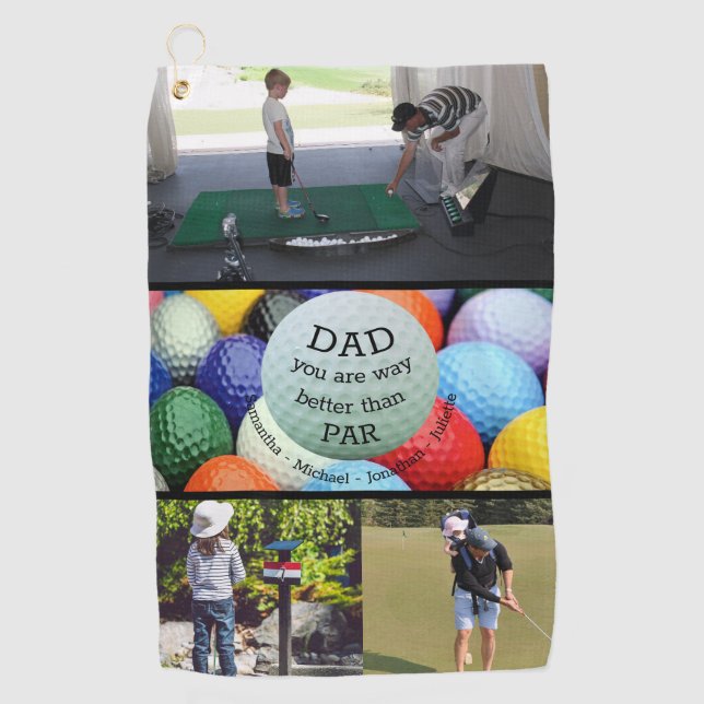 Vater besser als Par Personalisierte FotoCollage G Golfhandtuch (Vorderseite)