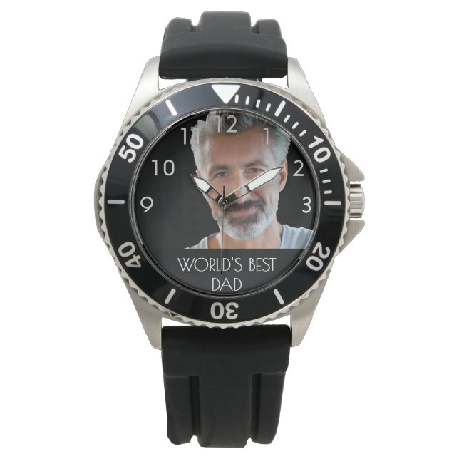 Vater bester Vater Foto Armbanduhr (Vorderseite)