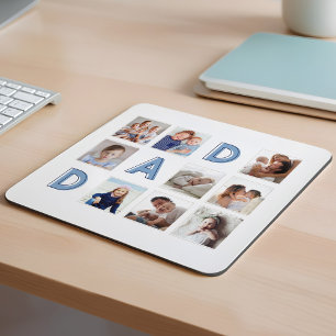 VATER Blue Letters Nine Family Foto Grid Collage Mousepad