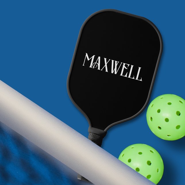 Vater Boss Simple Black Bold Typografy Familiennam Pickleball Schläger (Black Bold Elegant Typography Minimal Family Name Pickleball Paddle)