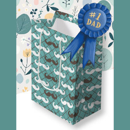 Vater Brown & Aquamarin Mustache Mittlere Geschenktüte