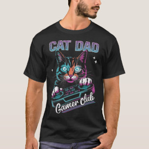 Vater Cat Gamer Club Videospiele Gaming Katze Spie T-Shirt