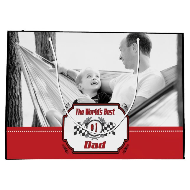 Vater-Checkered Flagge der Welt bester der Große Geschenktüte (Rückseite)