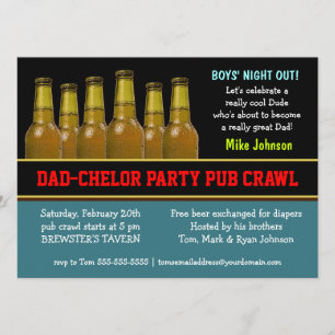 Vater Chelor Party Pub Crawl Diaper Einladungen fü