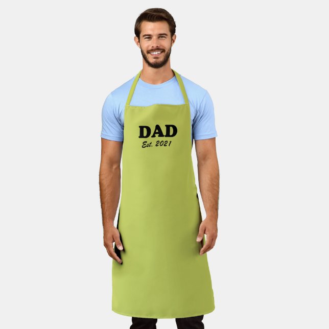 Vater Custom Est Date avocado Grün moderne Grill G Schürze (Getragen)