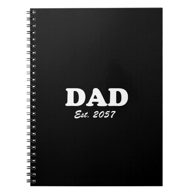 Vater Custom Est Datum moderne Typografie schwarz Notizblock (Vorderseite)