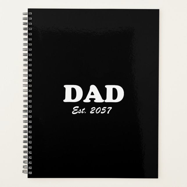 Vater Custom Est Datum moderne Typografie schwarz Planer (Vorderseite)