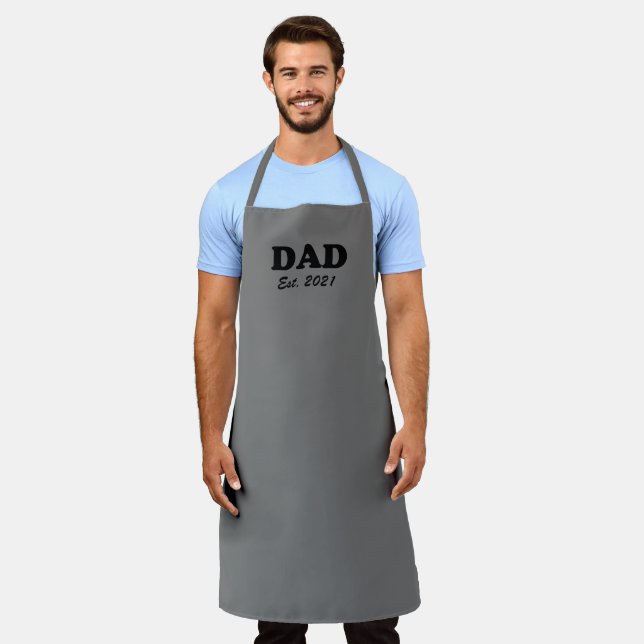 Vater Custom Est Datum schwarz graue Grill Grillen Schürze (Getragen)