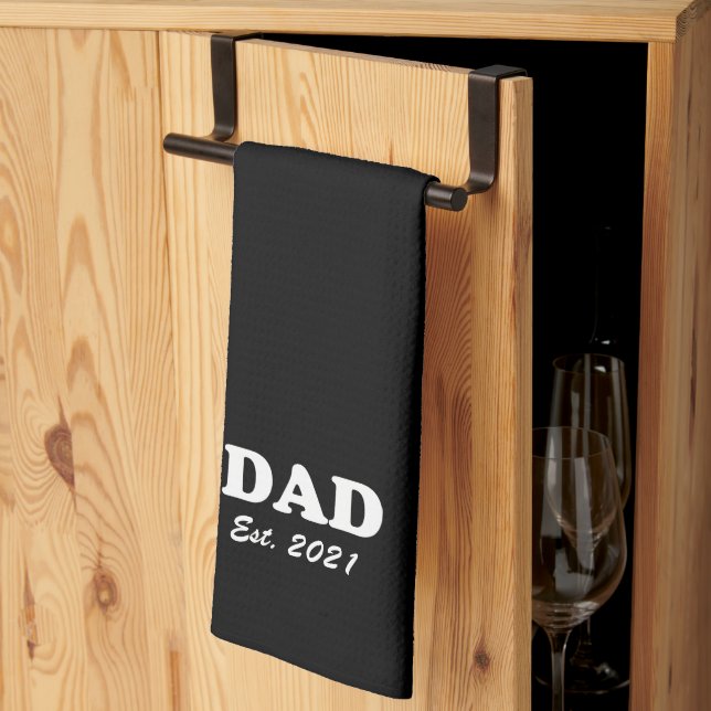 Vater Custom Establishment date Schwarz-weiß moder Geschirrtuch (Drittel gefaltet)