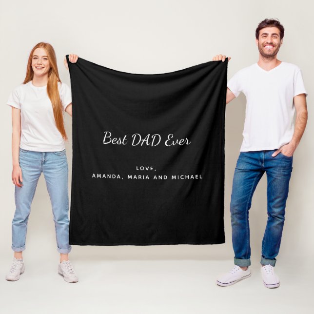 Vater DAD schwarz weißer Text Fleecedecke (Beispiel)