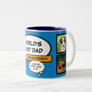 Vater, Daddy, Vater 4 Foto Fun Comic Blau Zweifarbige Tasse
