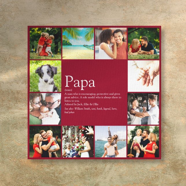 Vater Daddy Vater Definition 12 Foto Fun Burgund Leinwanddruck (Dad Daddy Father Definition 12 Photo Fun Burgundy Canvas Print)