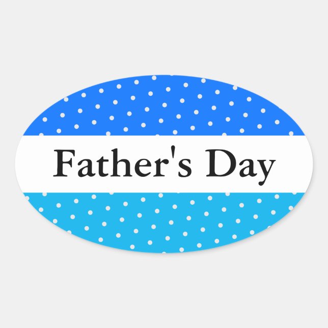VATER DAY Dotted Two Tone Blue White Stripes Ovaler Aufkleber (Vorderseite)