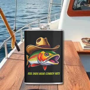 Väter Day Funny Fish mit einem Cowboy-Hut Flachmann