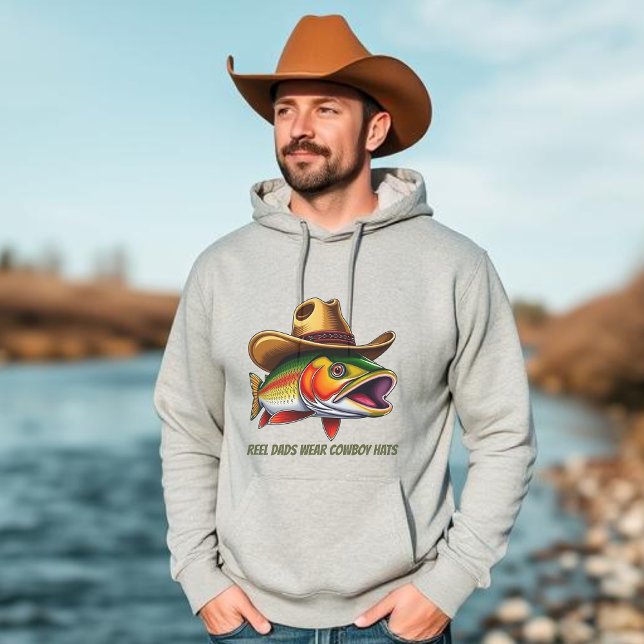 Väter Day Funny Fish mit einem Cowboy-Hut Hoodie (Funny Fish with a Cowboy Hat Fathers day gift, gifts for him)