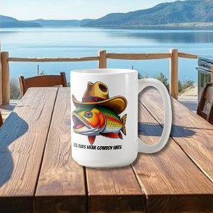 Väter Day Funny Fish mit einem Cowboy-Hut Kaffeetasse