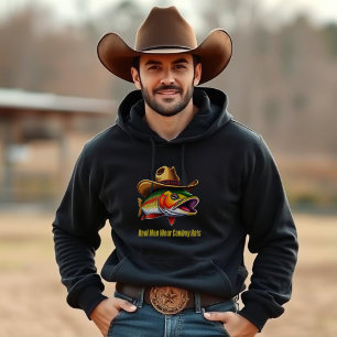Väter Day Funny Fish mit einem Cowboy-Hut T-Shirt