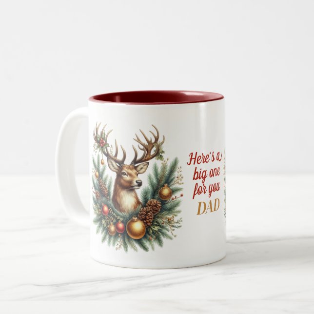 Vater Deer Decorations Pine Booughs Zweifarbige Tasse (Vorderseite Links)