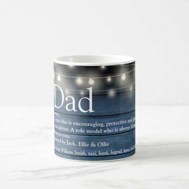 Vater definiert blaue, rustikale Holzstring-Leucht Kaffeetasse (Mittel)
