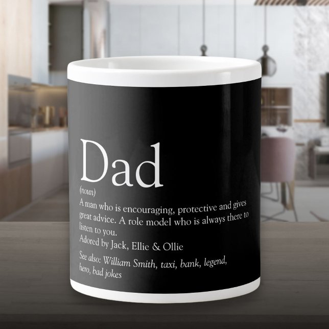 Vater Definition Spaß Zitat Schwarz und Weiß Jumbo-Tasse (Dad Definition Fun Quote Black and White Giant Coffee Mug)