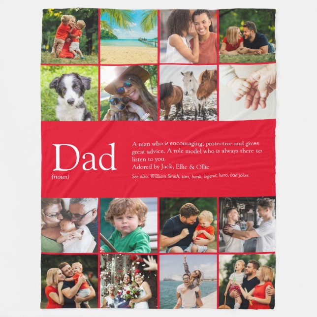 Vater Definition Sprichwort Collage Red Large Fleecedecke (Vorderseite)