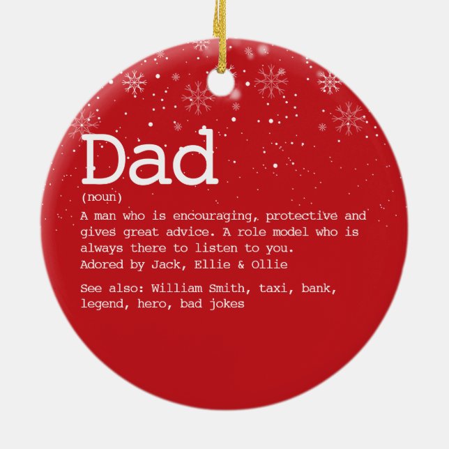 Vater Definition Weihnachts Winterschneeflocken Ro Keramik Ornament (Hinten)