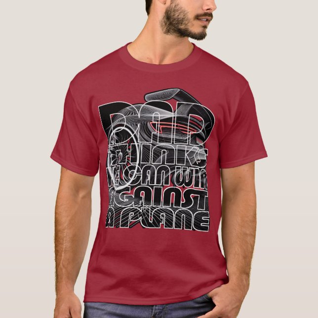 Vater-denkt-Er-kann-gegen-Flugzeug-Back-Sport-Auto T-Shirt (Vorderseite)