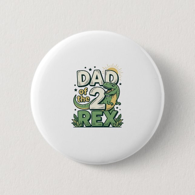 Vater der 2 Rex Dinosaurier Vater Shirt Design_1 Button (Vorderseite)