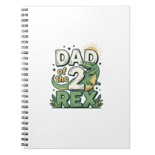 Vater der 2 Rex Dinosaurier Vater Shirt Design_1 Notizblock