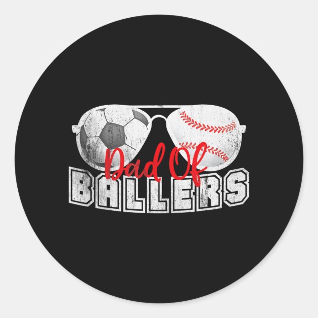 Vater der Baller Baseball Fußball Fathers Day Runder Aufkleber (Vorderseite)