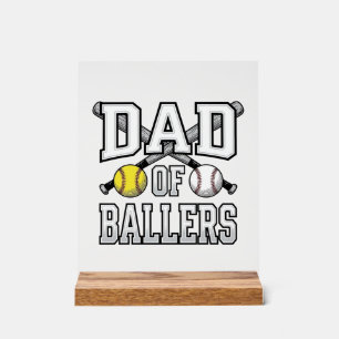 Vater der Baller Vintage Baseball Softball T-Shirt Acrylschild