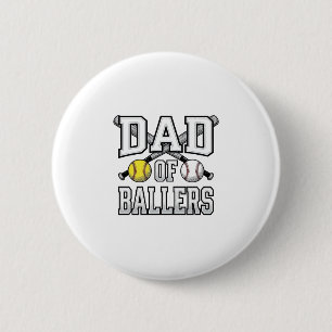 Vater der Baller Vintage Baseball Softball T-Shirt Button
