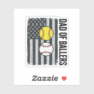 Vater der Ballers Softball Baseball Patriotisch Aufkleber