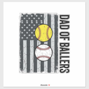 Vater der Ballers Softball Baseball Patriotisch Aufkleber