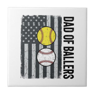 Vater der Ballers Softball Baseball Patriotisch Fliese