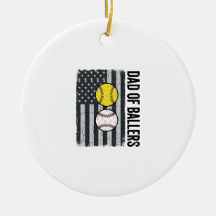 Vater der Ballers Softball Baseball Patriotisch Keramik Ornament