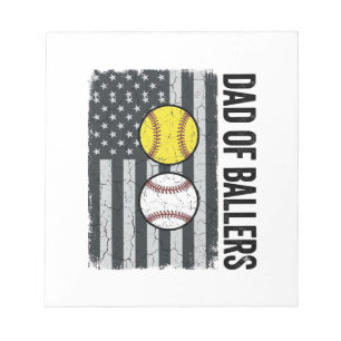 Vater der Ballers Softball Baseball Patriotisch Notizblock