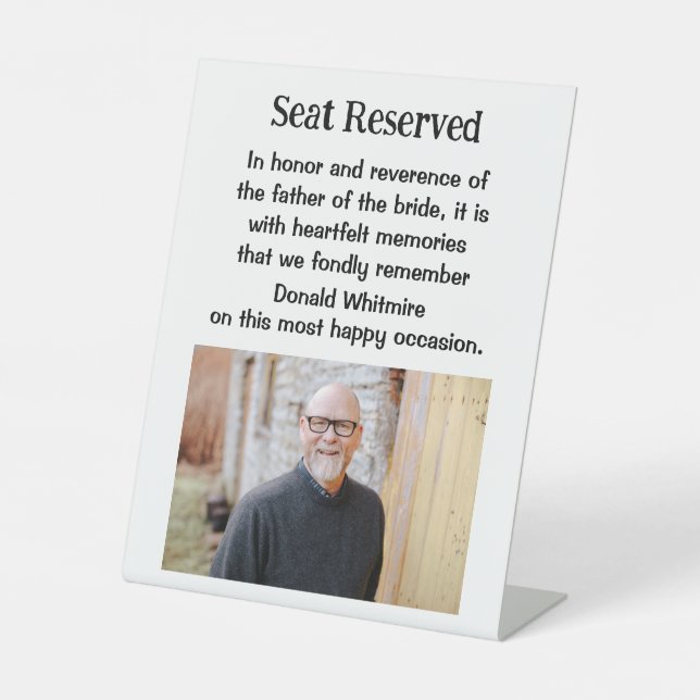 Vater der Braut Gedenkstätte für Hochzeiten Plaque Sockelschild (Vorderseite)