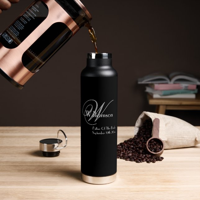 Vater der Braut Hochzeitsgeschenk Coole Monogramm Trinkflasche (Kaffee)