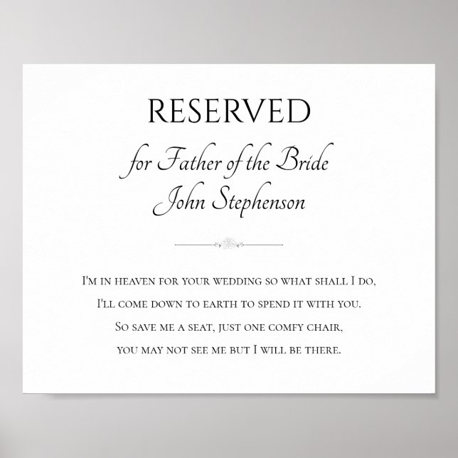 Vater der Braut Ich bin für deine Hochzeit im Himm Poster (Vorne)