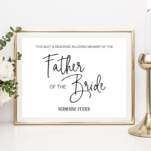 Vater der Braut reservierte Gedenkstätte Hochzeit Poster