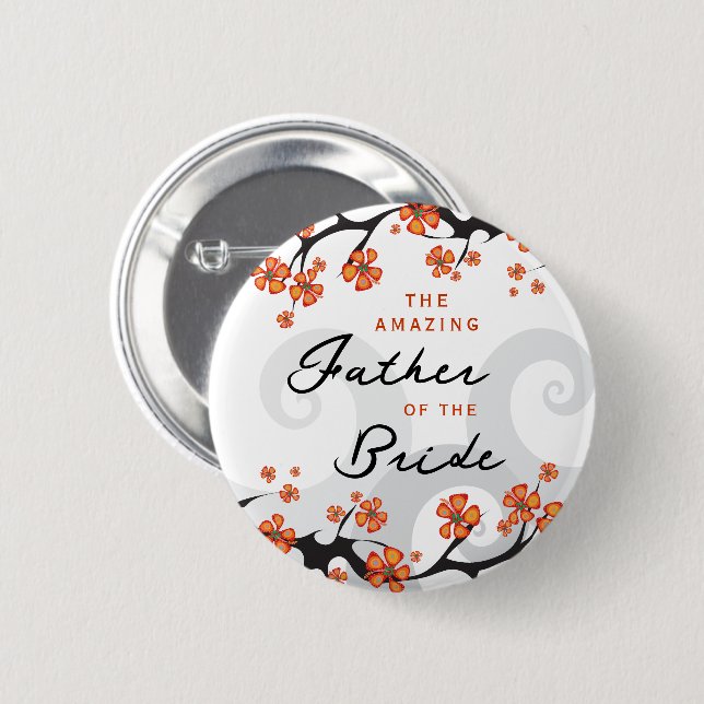 VATER DER BRIDE Tropical Blume Swirl Wedding Button (Vorne & Hinten)