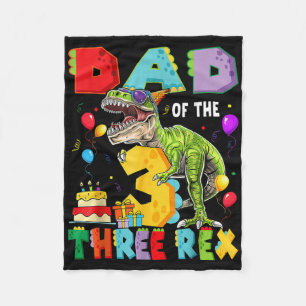 Vater der drei Rex 3. Geburtstag Junge Dinosaurier Fleecedecke
