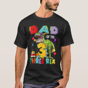 Vater der drei Rex 3D Geburtstagsjunge Dinosaurier T-Shirt
