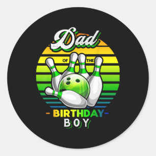 Vater der Geburtstagsjunge Matching Family Bowling Runder Aufkleber