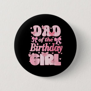 Vater der Geburtstagskameradine Pink Coquette Bow Button