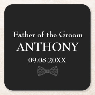 Vater der Groom Black Custom Geschenke Hochzeit Rechteckiger Pappuntersetzer
