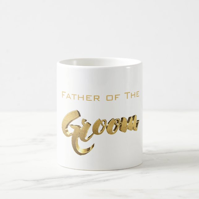 Vater der Groom Elegant Typografie Gold Text Tasse (Mittel)