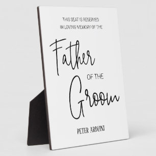 Vater der Groom Gedenkstätte reserviert Hochzeit Fotoplatte